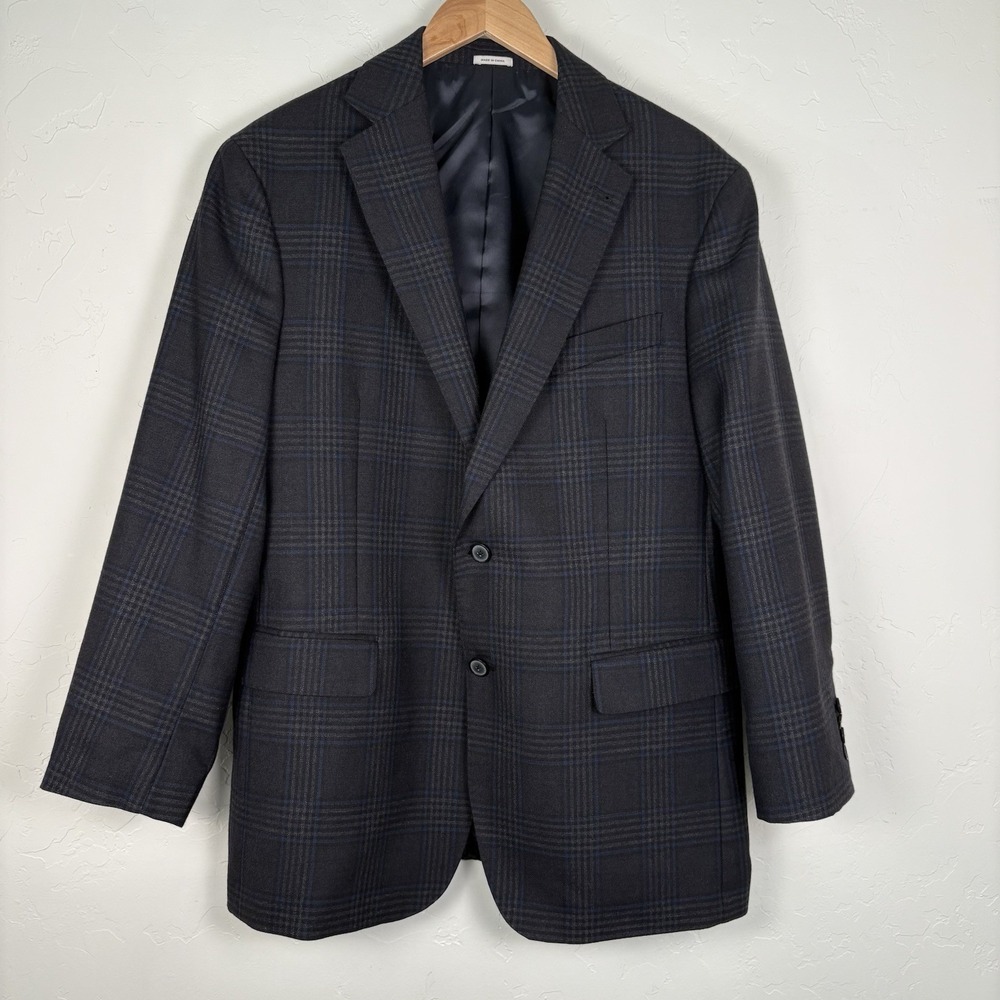 Joseph Abboud Hertitage Sport Coat Men's Size 42R Gray Plaid 100% Wool Blazer